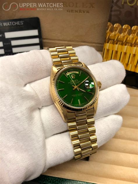 rolex oyster perpetual day date green dial